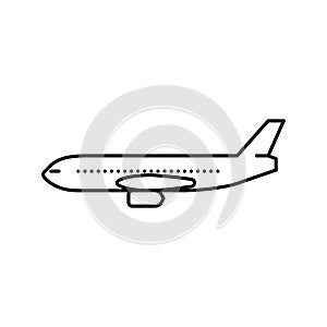 passenger airliner airplane line icon vector illustration
