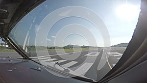 Passenger airliner taxing to a runway for takeoff