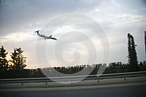 Passenger airplane against clear blue sky