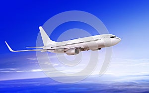 Passenger airplane in cloud