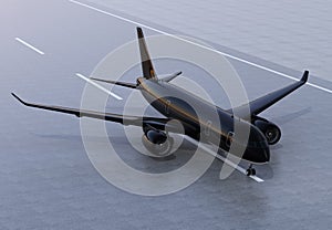 Passenger airplane taxiing on the runway photo