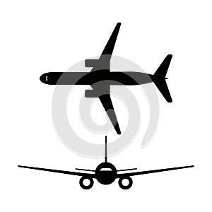 Passenger airplanes icons isolated on white background. Vector illustration.