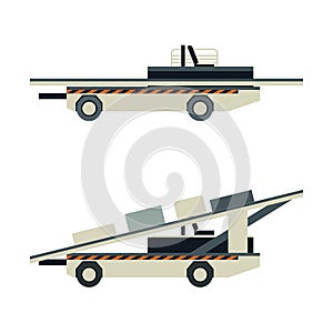 Passenger airport ground technics isolated set in flat style photo