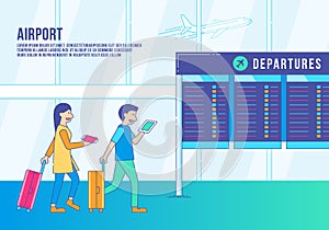 Passenger in airport terminal vector.