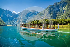 Passenger boat on the Koenigssee near Berchtesgaden, Bavaria, Ge