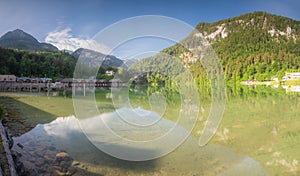 Passenger boat station, pier or dock on Konigsee lake in Berchtesgaden, Germany