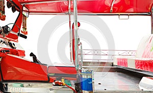 In passenger cabin of tuk tuk thailand isolate white background