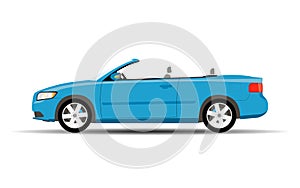 The passenger car is blue. Cabriolet. Vector illustration