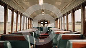 Passenger carriage on the railway on a white