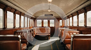 Passenger carriage on the railway on a white