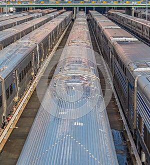 Passenger cars at the train depot