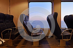 Passenger compartment on the sea ferry boat