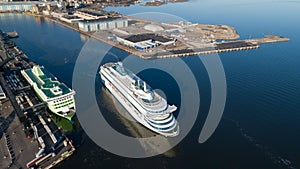Passenger cruise ferry boat depart from Helsinki port to Tallin photo