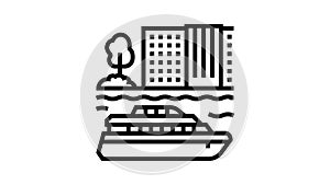 passenger cruise ship liner line icon animation