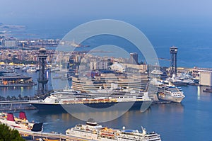 Passenger cruise ships in Barcelona city