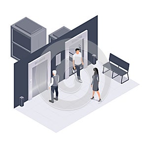 Passenger Elevators Isometric Composition