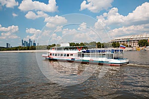 Passenger excursion vessel on the river Moscow