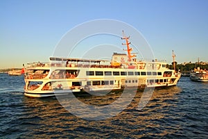 Passenger ferry boat on busy waterway