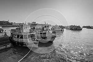 Passenger ferry boats near Gateway of India in Mumbai Bombay, India