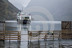 Passenger ferry leaving Gudvangen