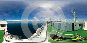 Passenger ferry at sea. 360-Degree view.