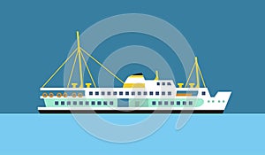 Passenger ferry ship flat vector icon photo