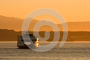 Passenger Ferry at Sunset photo