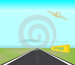 Passenger Jet Plane Takes Off Runway Illustration