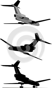 Passenger jet silhouette set