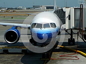 Passenger jet at terminal gate