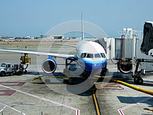 Passenger jet at terminal gate
