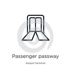 Passenger passway icon. Thin linear passenger passway outline icon isolated on white background from airport terminal collection.