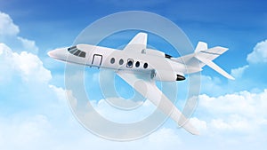 Passenger plane in the blue sky with clouds