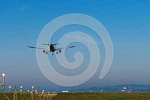 Passenger plane landing at airport