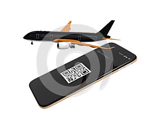 Passenger plane taking off from smart phone