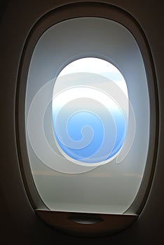 Passenger plane window of Air Bus A380