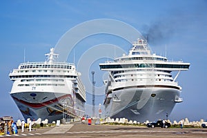 Tallinn, Estonia, Cruise ships in the port.