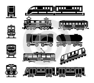 Passenger and public rail city transport black