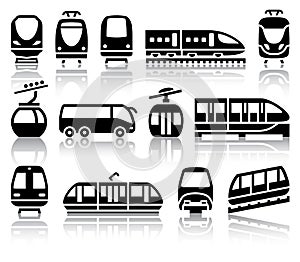 Passenger and public transport black icons