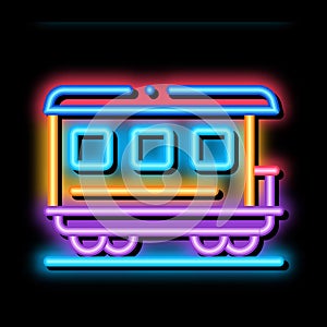 passenger railway carriage neon glow icon illustration