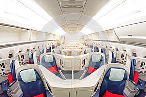 Passenger seats business class interior of salon view of the interior of an empty passageway