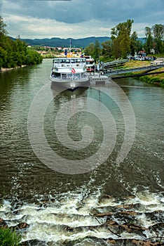 Passenger ship on the Danube in Melk