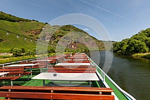 Passenger ship on river Moselle, Rhineland-Palatinate, Germany