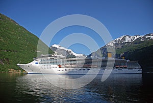 Passenger ship visiting Geiranger