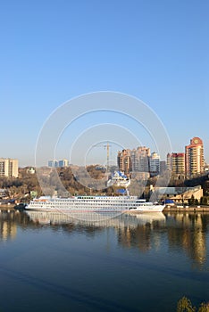 The passenger ships in port