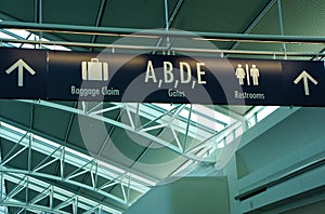 Passenger signage in airport terminal
