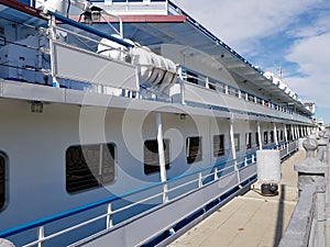 Passenger steamer stands at the pier