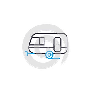 Passenger trailer vector thin line stroke icon. Passenger trailer outline illustration, linear sign, symbol isolated