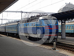 Passenger Train Arrival To Perron Of Railway Station