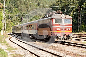 Passenger train arrives at the station